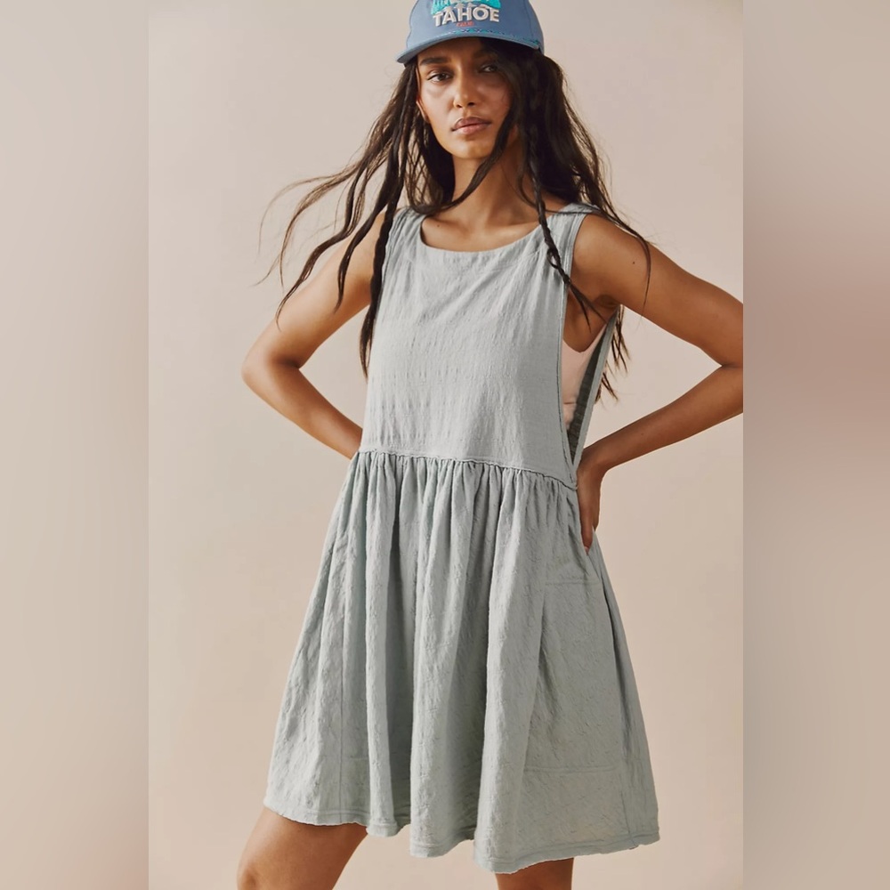 Free People Light Sage Green Textured Mini Dress